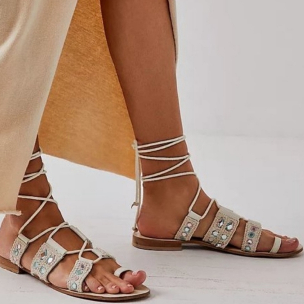 Free People Mantra Mirror Gladiator Sandals NWT